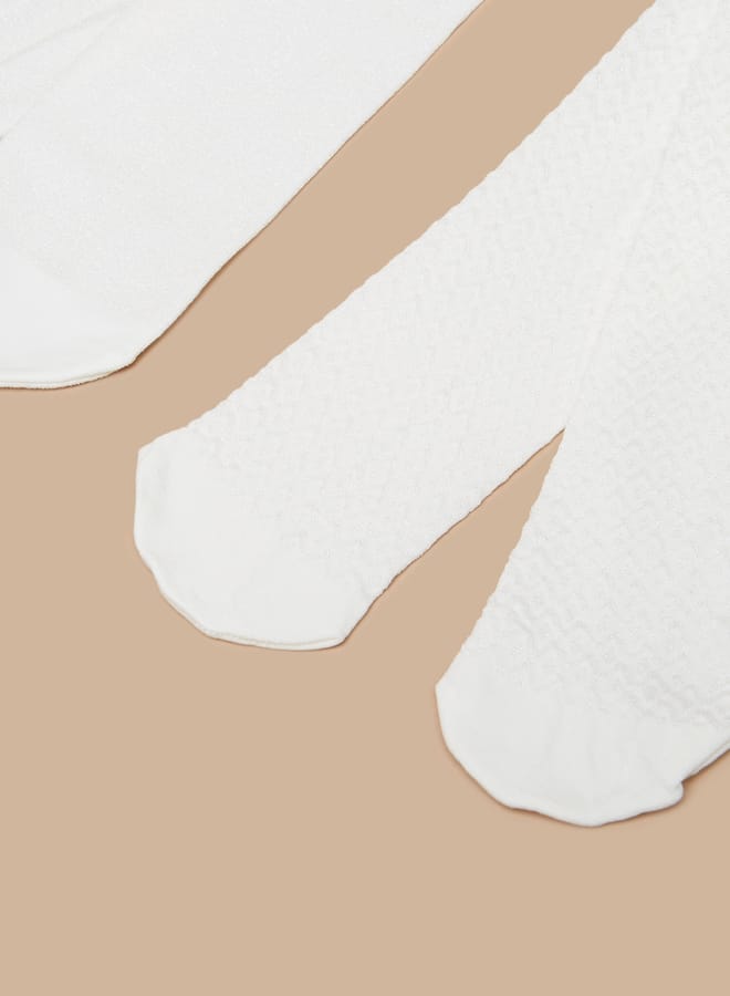 Barefeet Textured School Tights - Set Of 2 - Image 4