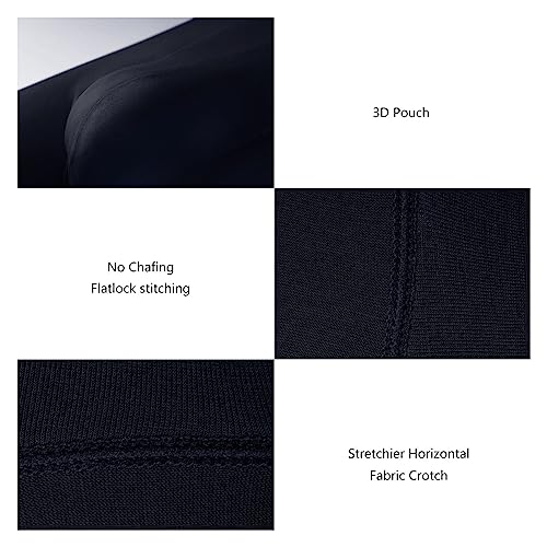 POUDEW Men's Breathable Viscose Moisture Wicking No Roll Waistband Tagless Underwear Boxer Briefs, Pack of 5 (X-Large, Black/Grey/Navy/Blue/Red) - Image 4