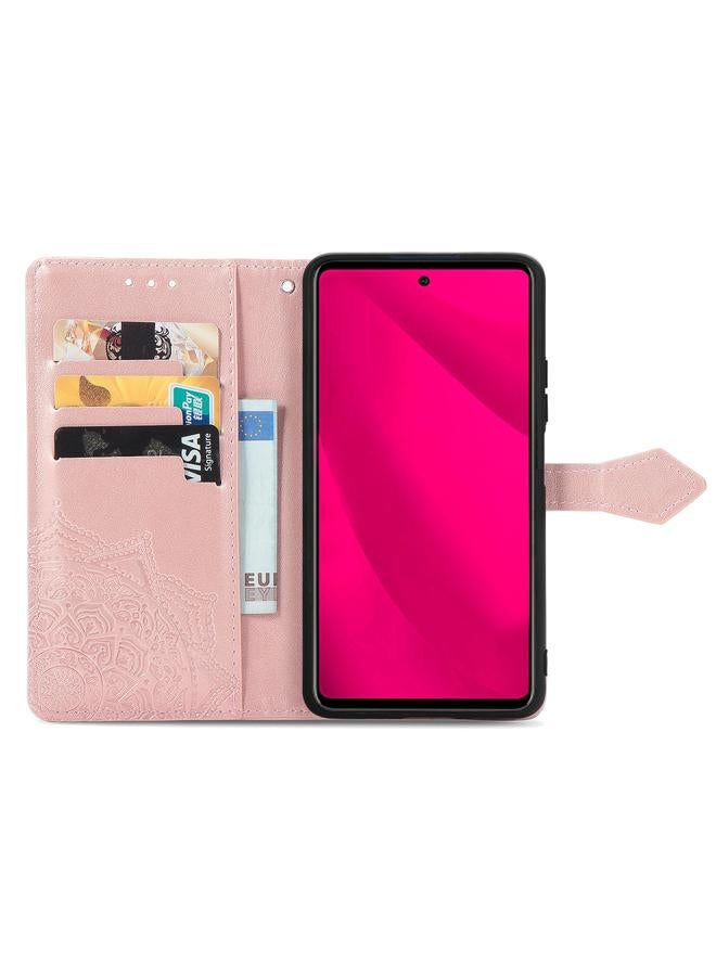اس-توب جراب لهاتف Infinix Smart 9 مصنوع من الجلد المنقوش بزهرة ماندالا - Image 3