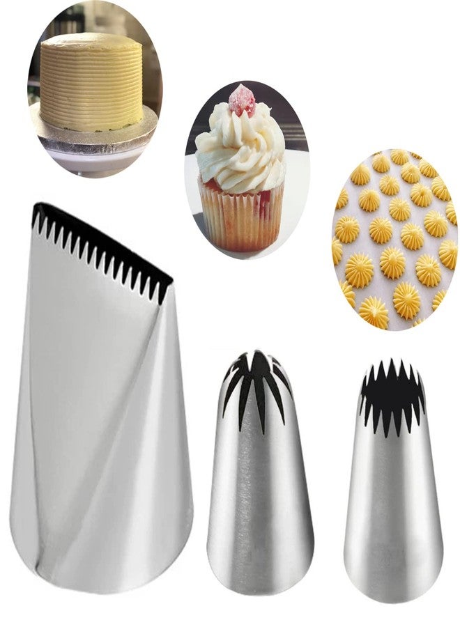 Bmaacye Large Piping Tips for Cake Decorating,Extra Large Icing Tips with Cake Icer Tip,Churro Piping Tip & Closed Star Pastry Tip,Seamless - Image 1