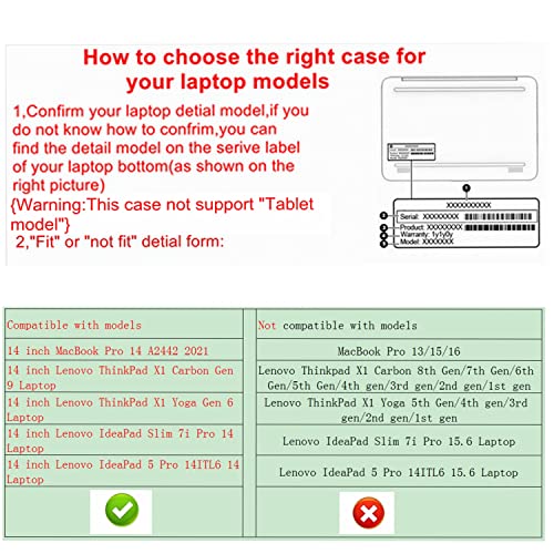 Alapmk Protective Case for Lenovo ThinkPad X1 Carbon 11th Gen/10th Gen/Gen 9 & ThinkPad X1 Yoga Gen 6/7th Gen/8th Gen &IdeaPad Flex 5 14IRU8/IdeaPad Pro 5i Gen 8 14",Black - Image 2