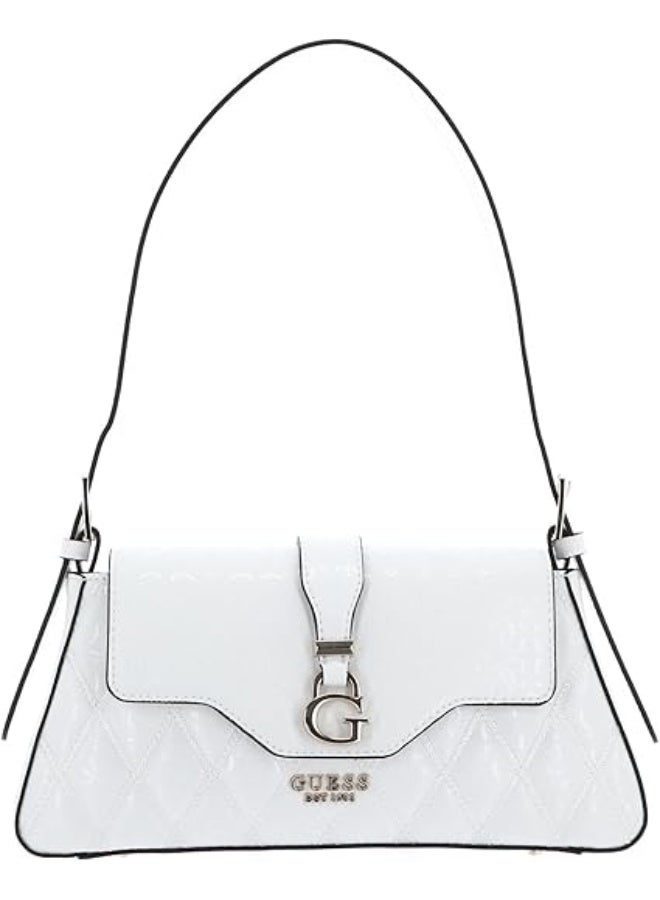جس حقيبة كتف GUESS Adi بتصميم مبطّن وشعار G – أبيض مع إكسسوارات ذهبية - Image 1