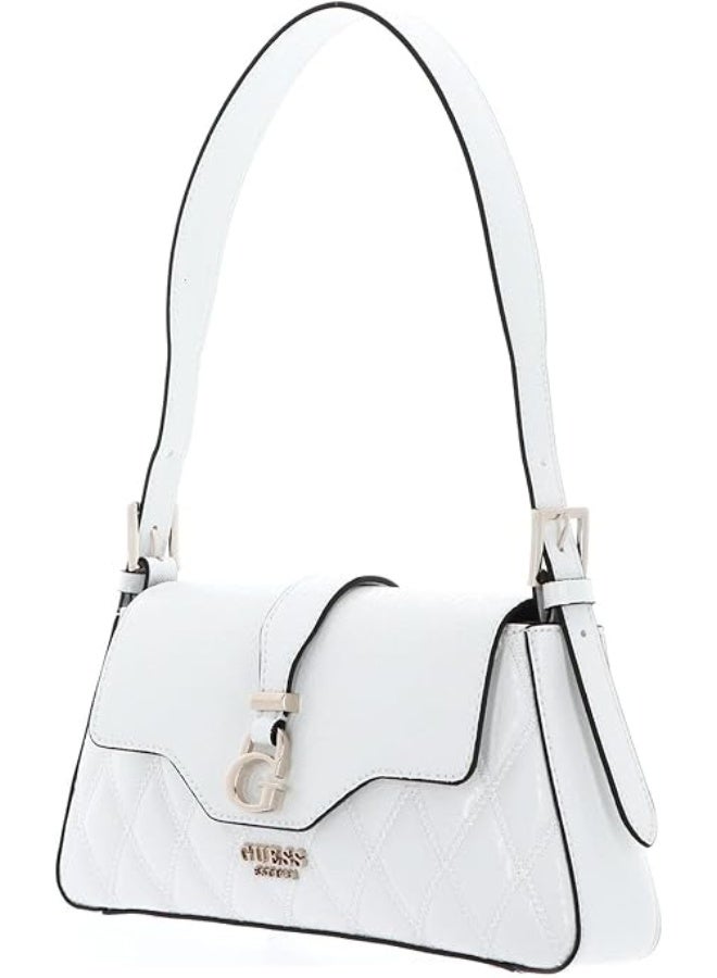 جس حقيبة كتف GUESS Adi بتصميم مبطّن وشعار G – أبيض مع إكسسوارات ذهبية - Image 4