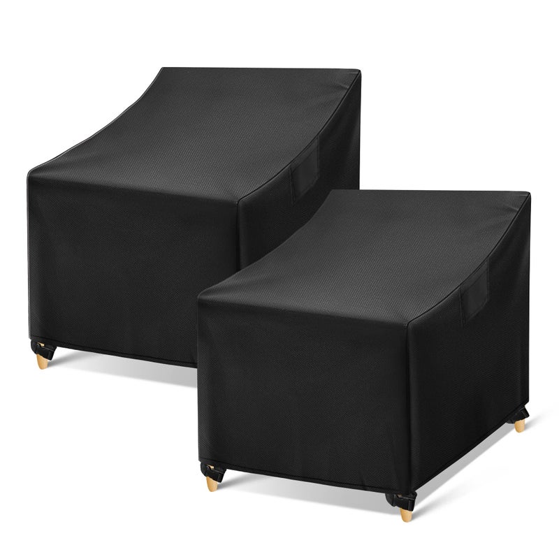 WLEAFJ Outdoor Chair Covers Waterproof, Black Lawn Patio Furniture Covers, Heavy Duty Wicker Garden Sofa Chair Cover, 2 Pack - 30" W x 37" D x 31" H - Image 1