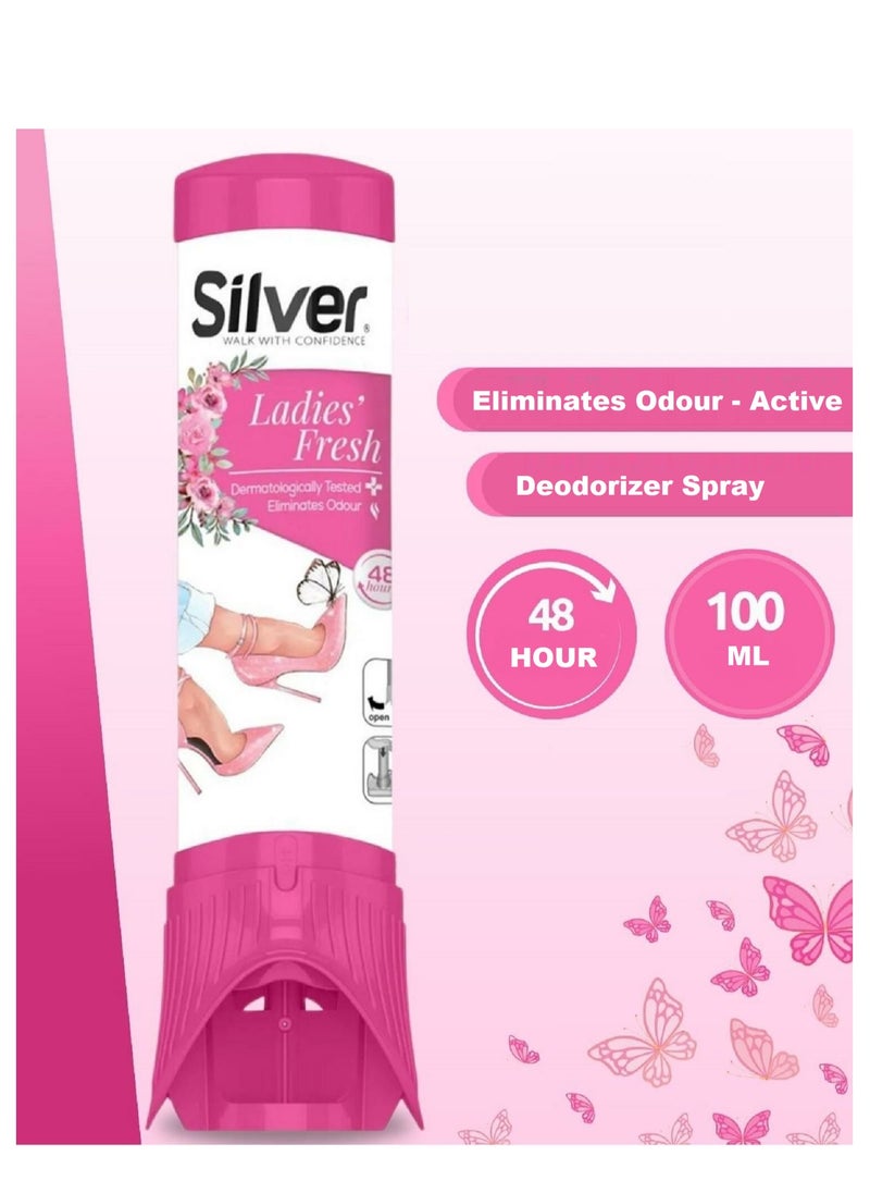 Silver - Shoe Deodorizer Spray - Freshens and Neutralizes Odor From Woman Shoes,100ml - Image 1