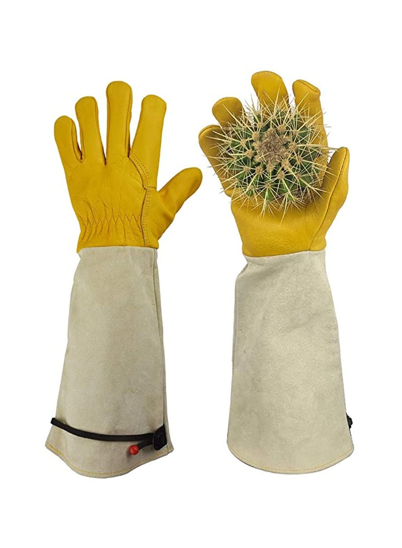 SYOSI Cactus Gloves Thorn Proof Gardening for Rose Pruning Cacti Handling Leather Garden Work  - Image 1