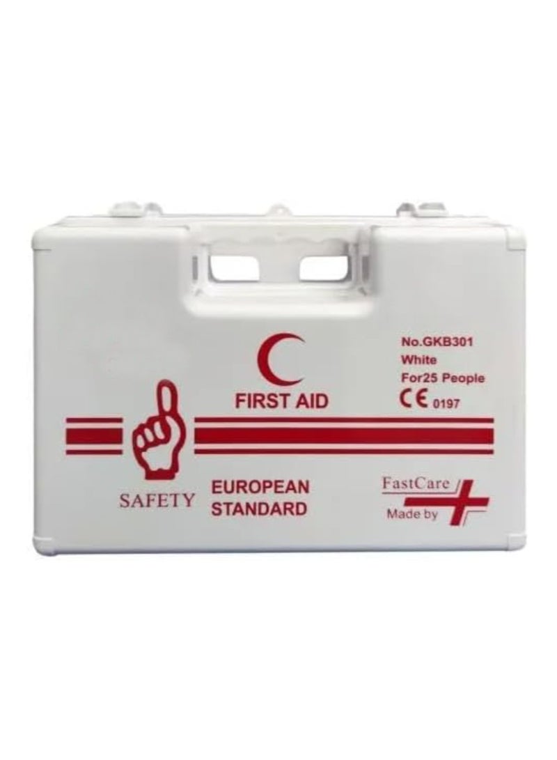 مجموعة الإسعافات الأولية ABS من البلاستيك شديد التحمل مع دعامة مثبتة على الحائط يمكن استخدامها لـ 25 شخصًا ومساحة عمل للسيارة ومستودع المكاتب الصغيرة وصندوق الإسعافات الأولية - Image 1