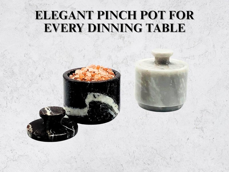 OceanicX Premium Marble Salt Cellar with Lid 2 Pack | 3.5 oz Kitchen Storage Container | Elegant Cooking Salt Box | Spice Jar Keeper for Counter (White Black Zebra) - Image 5