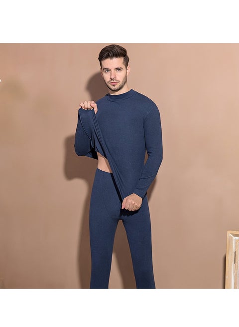 طقم ملابس داخلية حرارية للرجال من القطن - قميص وسروال طويل