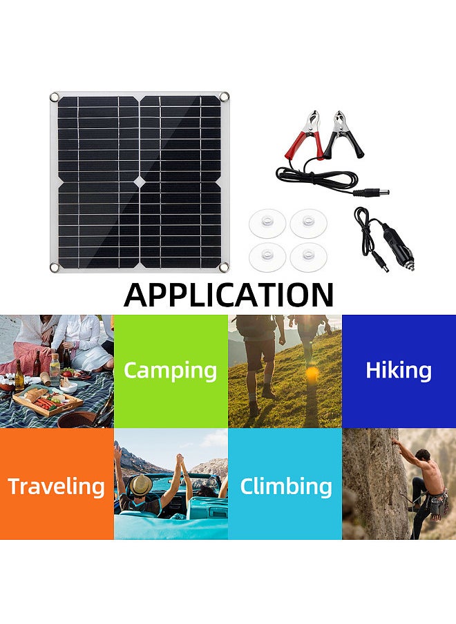 Generic - 20 Watt 12 Volt Solar Panel Kit Monocrystalline Solar Panel + 30A PWM Charge Controller + Battery Clips 22% High-Efficiency for RV Boats Trailer Off-Grid System - Image 1