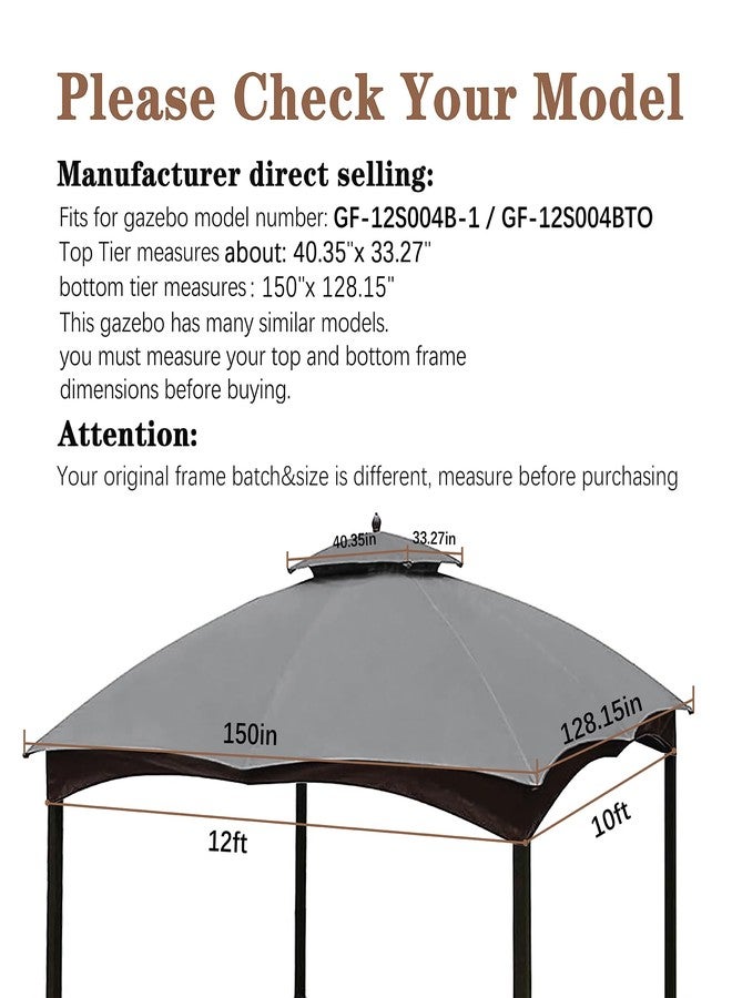 SCOCANOPY Grey Replacement Top for Lowe's Allen Roth 10X12 Gazebo Model #GF-12S004B-1 - Image 2