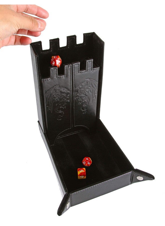Forged Dice Co. Draco Castle Foldable Dice Tray And Dice Tower Foldable Dnd Dice Tray And Dice Rolling Tray Tower Perfect For Dungeons And Dragons Rpg And Tabletop Gaming Black - Image 5