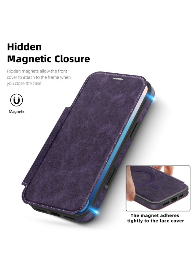 Magnetic Flip Leather Wallet Case for iPhone 17 Pro Max / 17 Pro with RFID Blocking Card Slot, Full Coverage Shockproof Cover - Image 2