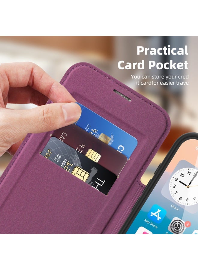 Magnetic Flip Leather Wallet Case for iPhone 17 Pro Max / 17 Pro with RFID Blocking Card Slot, Full Coverage Shockproof Cover - Image 3