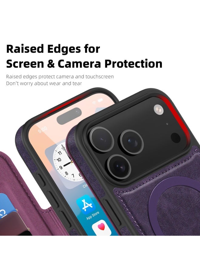 Magnetic Flip Leather Wallet Case for iPhone 17 Pro Max / 17 Pro with RFID Blocking Card Slot, Full Coverage Shockproof Cover - Image 1