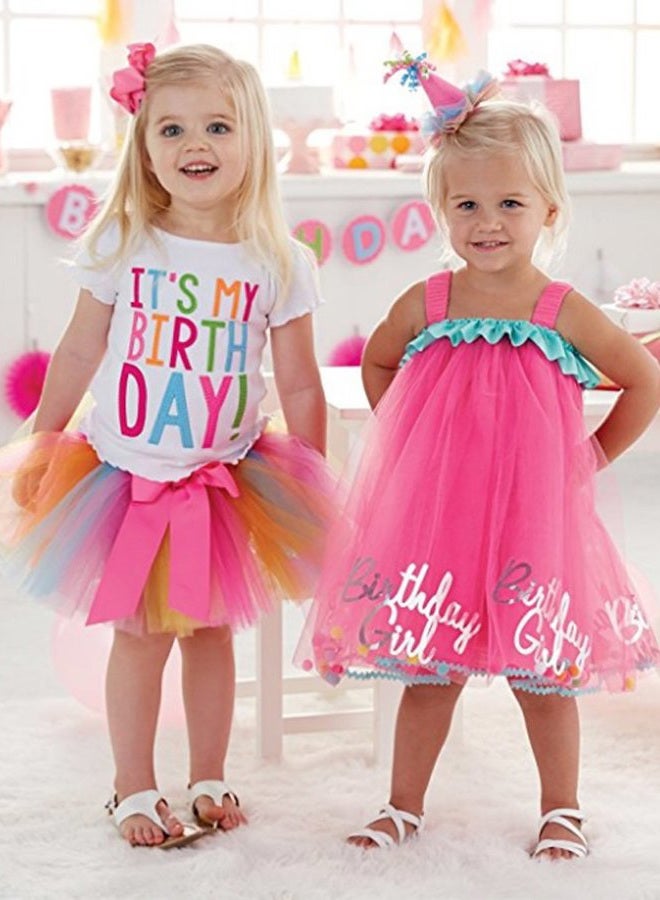 SAYOO Girls'It's My Birthday Print Shirt Tutu Skirt Dress Outfit Set, White Long Sleeve, 4-5 Years - Image 2