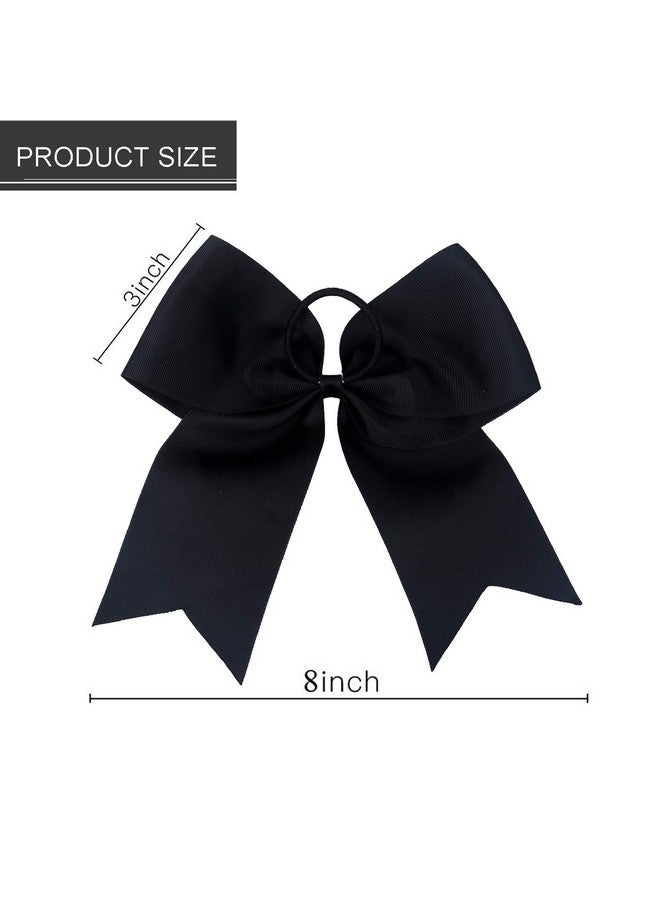 Hipcheer Large Black Cheer bow, Hipcheer 8 Inch Large Jumbo Cheer Hair Bows Ponytail Holder Elastic Band Handmade for Cheerleaders Teen Girls College Sports - Image 3
