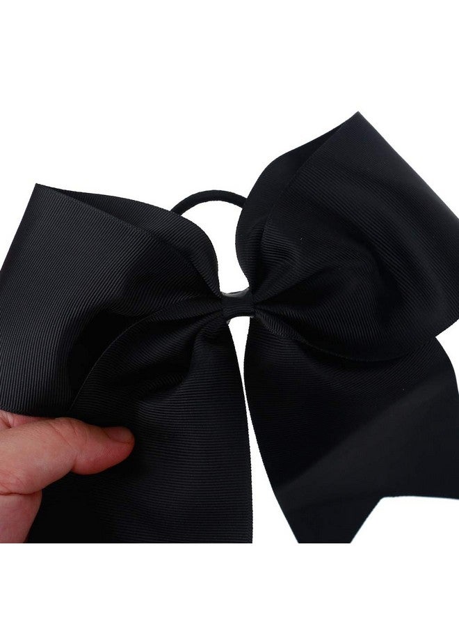 Hipcheer Large Black Cheer bow, Hipcheer 8 Inch Large Jumbo Cheer Hair Bows Ponytail Holder Elastic Band Handmade for Cheerleaders Teen Girls College Sports - Image 2