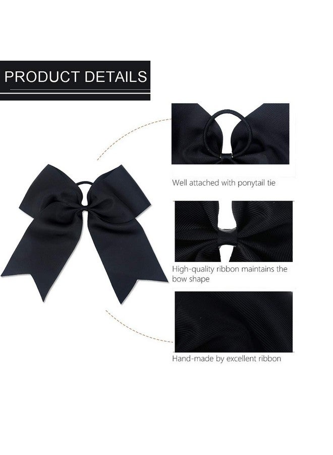 Hipcheer Large Black Cheer bow, Hipcheer 8 Inch Large Jumbo Cheer Hair Bows Ponytail Holder Elastic Band Handmade for Cheerleaders Teen Girls College Sports - Image 4