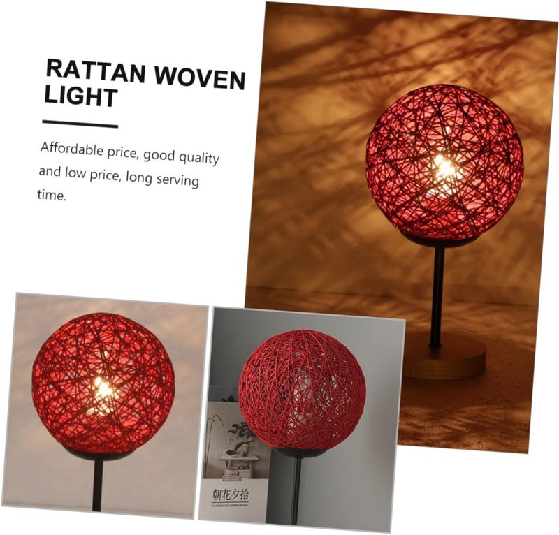 VOSAREA Rattan Table Light Decorative Bedside Lamp for Bedroom Elegant Atmosphere Night Light Durable Home Desk Lamp Stylish Wedding and Living Room Accent - Image 1