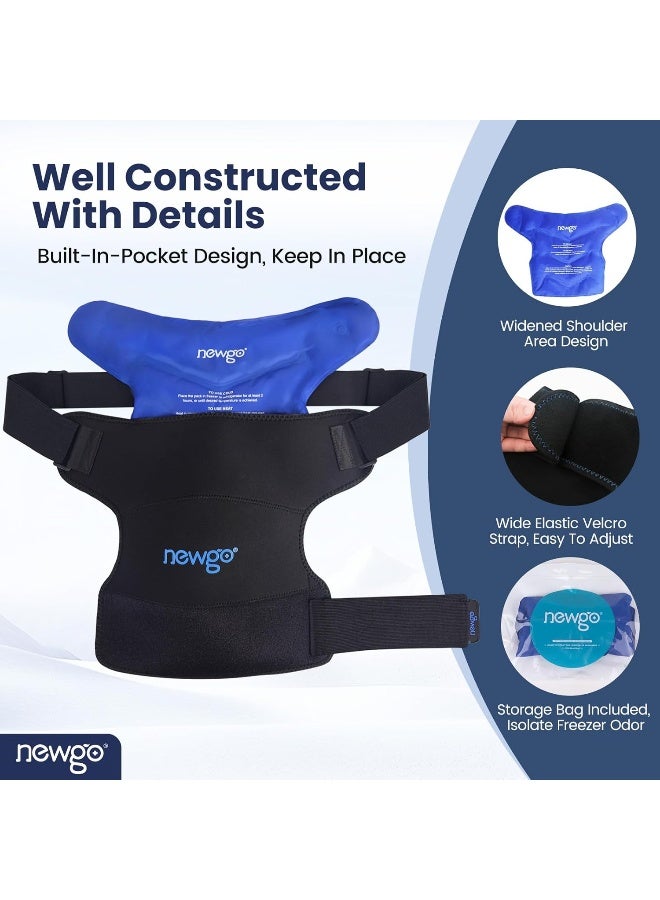 NEWGO حزمة ثلج NEWGO للكتف قابلة لإعادة الاستخدام كم compress ساخن وبارد لإصابات الكفة المدورة، المفاصل المخلعة، التهاب الجراب، التهاب الأوتار، التورم، الكتف المتجمد، الكتف الأيسر أو الأيمن - Image 4