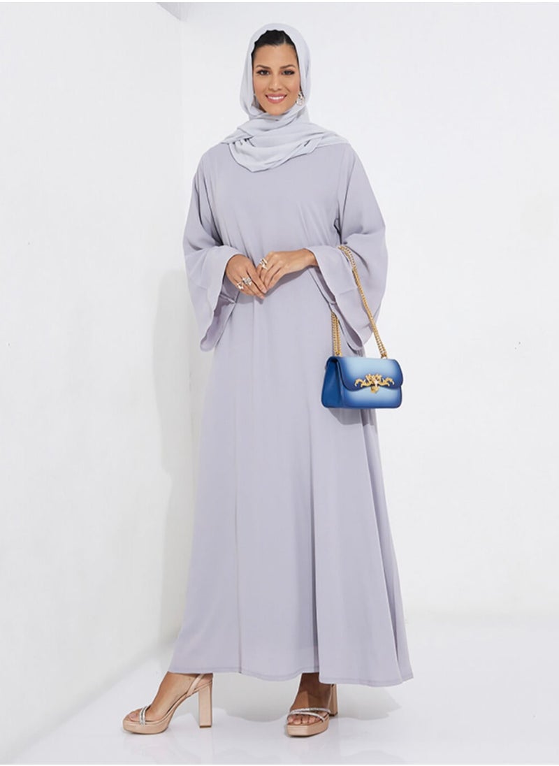 Rosette Abaya - French grey dress with wide sleeves - Image 1