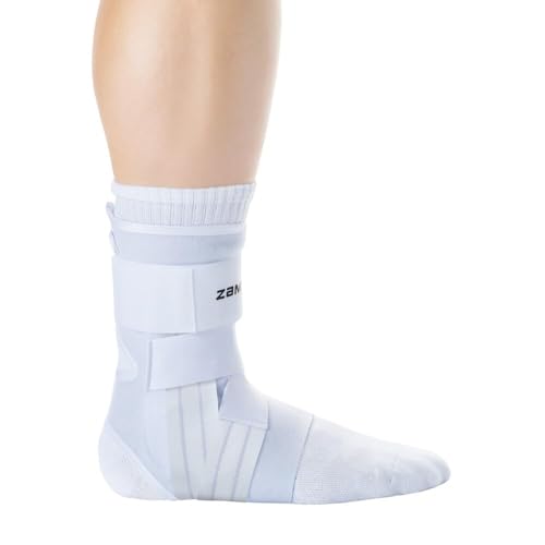 Zamst A1 White Ankle Brace for Sports - Breathable Sports Ankle Support for Men and Women with Adjustable Three Way Straps for Moderate Lateral Ankle Sprain - Right, Large - Image 4