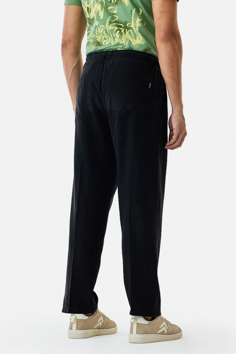Snitch Black Black Relaxed Fit Trousers for Men | Best Price UAE