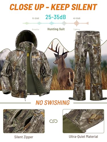 NEW VIEW Camo Hunting Clothes for Men, Quiet Warm Fleece Lining, Cold Weather Deer Hunting Jacket and Pants with Face Mask - Image 4