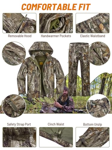 NEW VIEW Camo Hunting Clothes for Men, Quiet Warm Fleece Lining, Cold Weather Deer Hunting Jacket and Pants with Face Mask - Image 5
