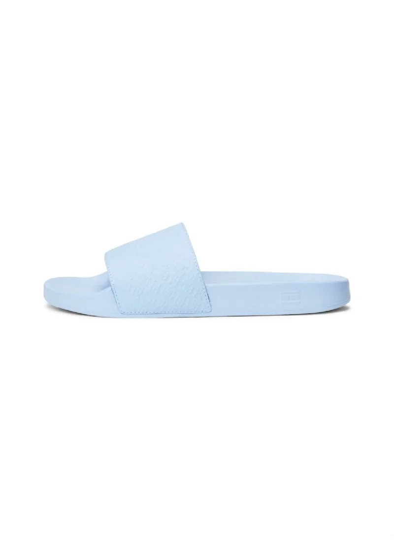 TOMMY HILFIGER Women's Monogram Pool Slide Flip Flops - Polyester, Blue