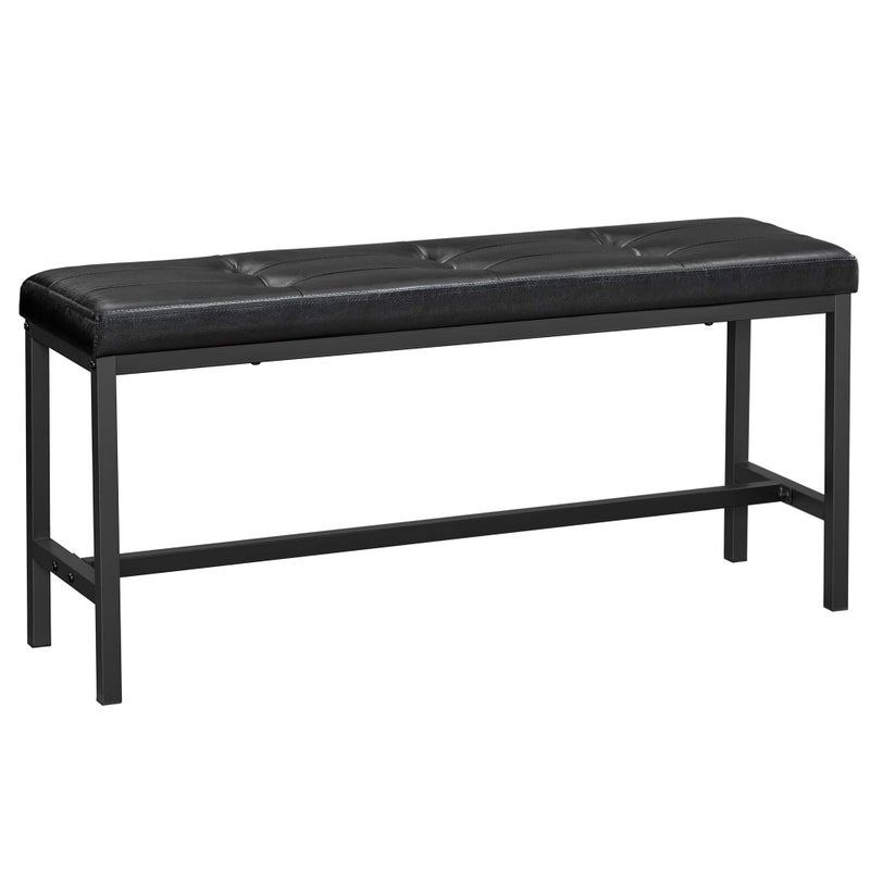 VASAGLE Dining Table Bench Ottoman Bench with PU Leather Padded Seat Steel Frame 425 x 128 x 189 Inches for Dining Room Living Room Hallway Bedroom Black UKTB034B81