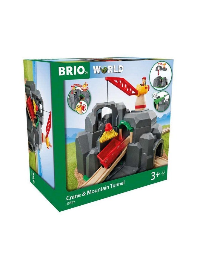 Brio BRIO World - 33889 Crane & Mountain Tunnel | 7 Piece Toy Train Accessory for Kids | Interactive Play | FSC Certified Wood | Perfect for Ages 3 and Up  - Image 1