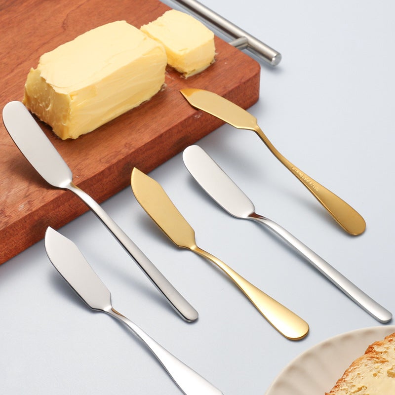 Cross-Border 304 Stainless Steel Butter Knife Butter Knife Grease Knife Spread Jam Bread Cheese Knife Western Dessert Knife(410 butter knife natural color) - Image 5