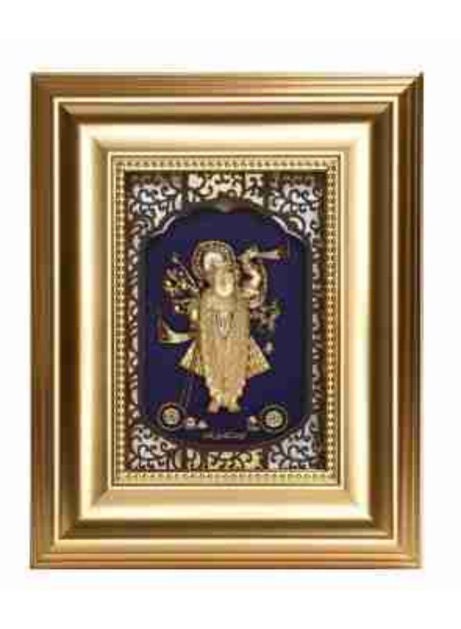 طار صور من رقائق الذهب، ديكور حائط ديني للإله الهندوسي شريناث جي، 20 × 25 سم، للمنزل والمعبد والمكتب