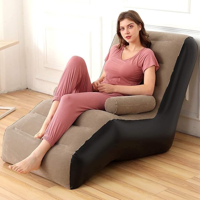 Niralasa Niralasa Inflatable Lazy Sofa Chair with Household air Pump Foldable Lounge Chair with Armrests for Living Room Bedroom OfficeTravel Camping - Image 1