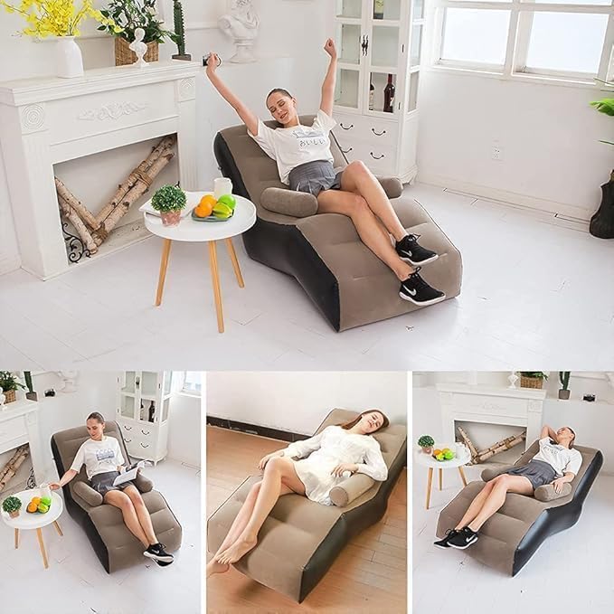 Niralasa Niralasa Inflatable Lazy Sofa Chair with Household air Pump Foldable Lounge Chair with Armrests for Living Room Bedroom OfficeTravel Camping - Image 4