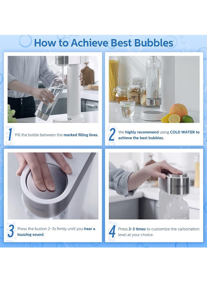 Furtey Sparkling Water Maker Soda Maker Soda Streaming Machine for Carbonating with 1L Carbonating Bottle, Seltzer Fizzy Water Maker, Compatible with Screw-in CO2 Carbonator , Portable Bubble Machine（white）r Carbonating with 1L Carbonating Bottle, Seltzer Fizzy Water Maker, Compatible with Screw-in CO2 Carbonator , Portable Bubble Machine - Image 5