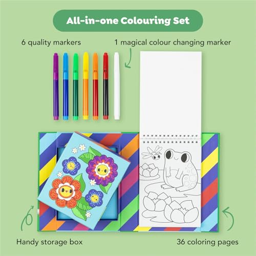 Tiger Tribe Color Change Coloring Set Garden Friends with Magic Markers for Kids Rainbow Colors Creative Play Portable Activity Kit for Travel Play - Image 5