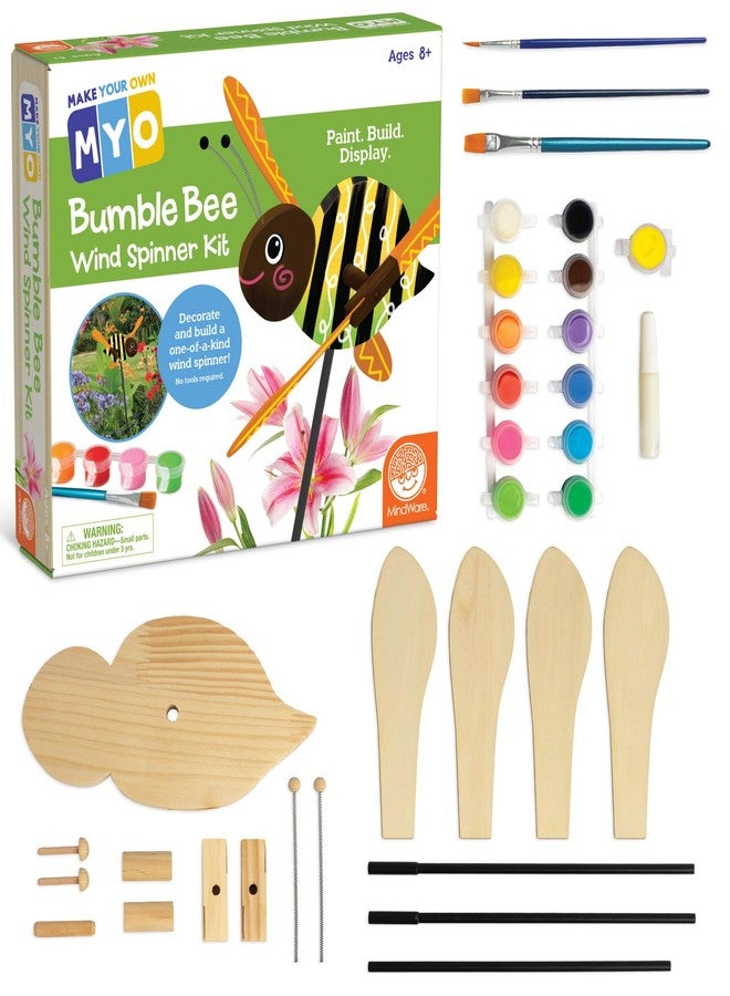 MindWare Make Your Own Bumble Bee Wind Spinner Wood Craft Kit - Build & Decorate for Ages 8 & Up - Image 1