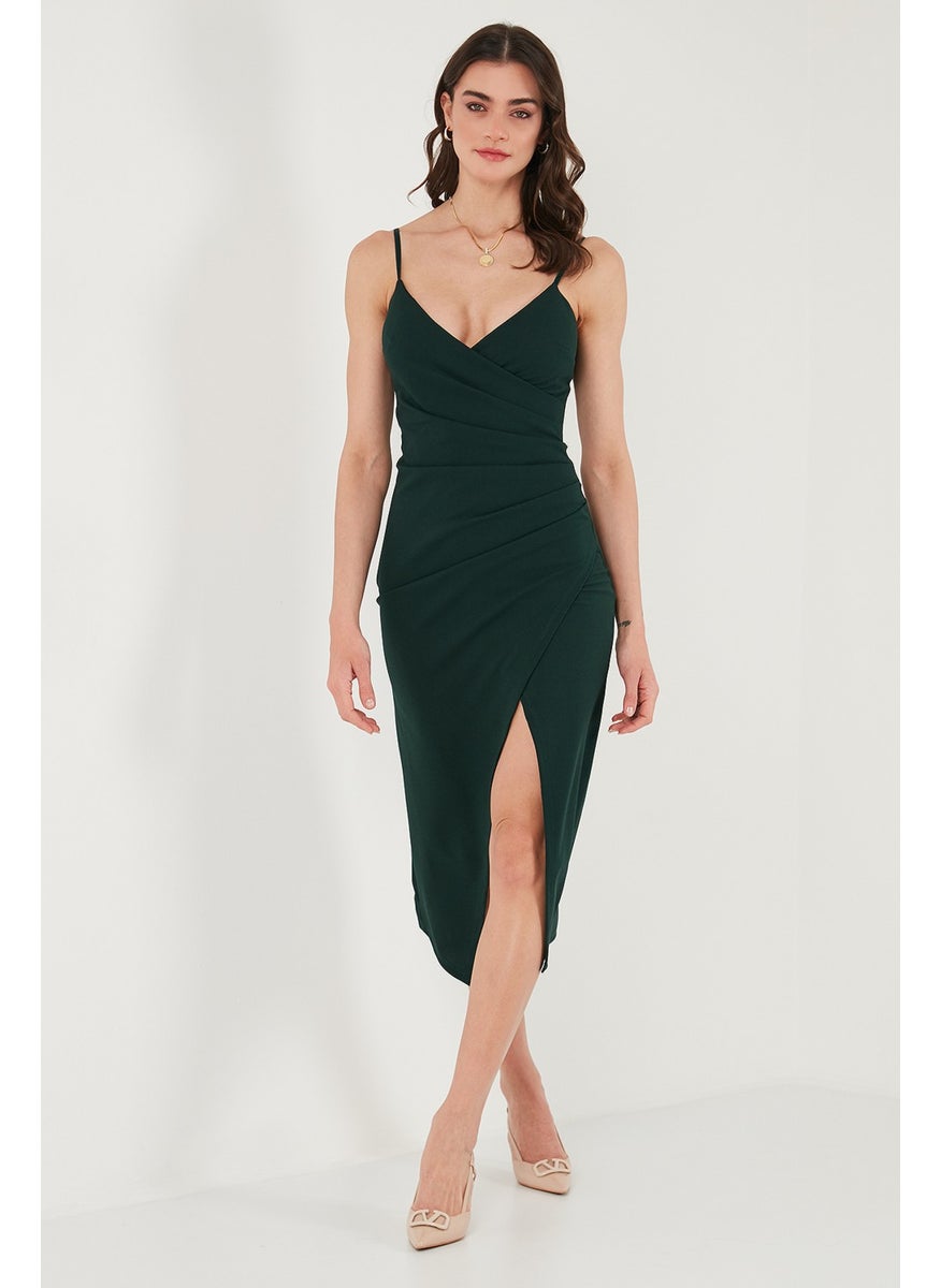 Slim Fit V Neck Drape Detailed Slit Midi Length Dress Women's Dress 6789961 - pzsku/Z29998E78FBA523D44D2DZ/45/_/1741257153/e61ea7c9-6a91-4f16-9f7c-dace05cec50d