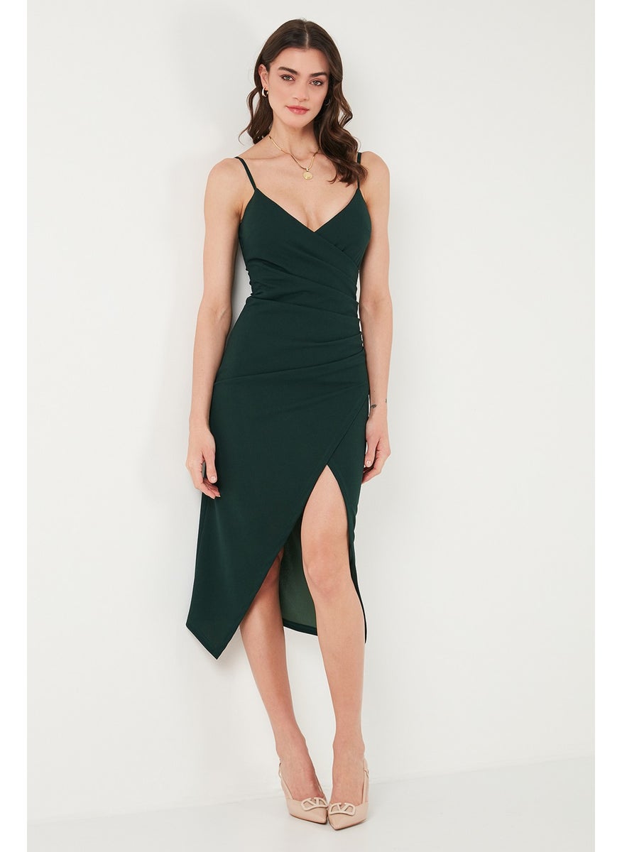 Slim Fit V Neck Drape Detailed Slit Midi Length Dress Women's Dress 6789961 - pzsku/Z29998E78FBA523D44D2DZ/45/_/1741257154/952b5eba-3162-4e08-a1a9-d975cc0f97ab