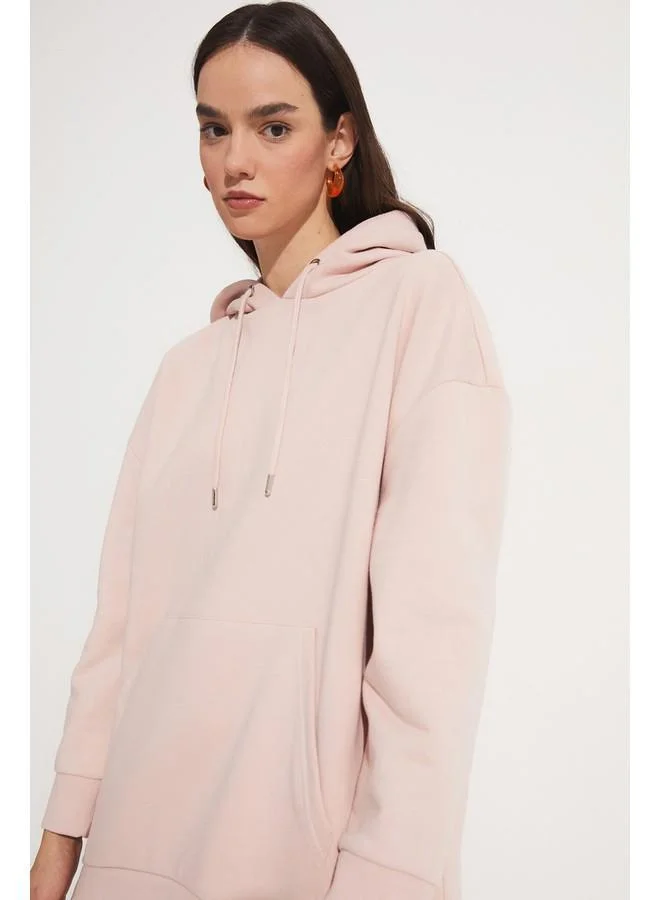 JUNE June Basic Thick Hooded Sweatshirt Powder