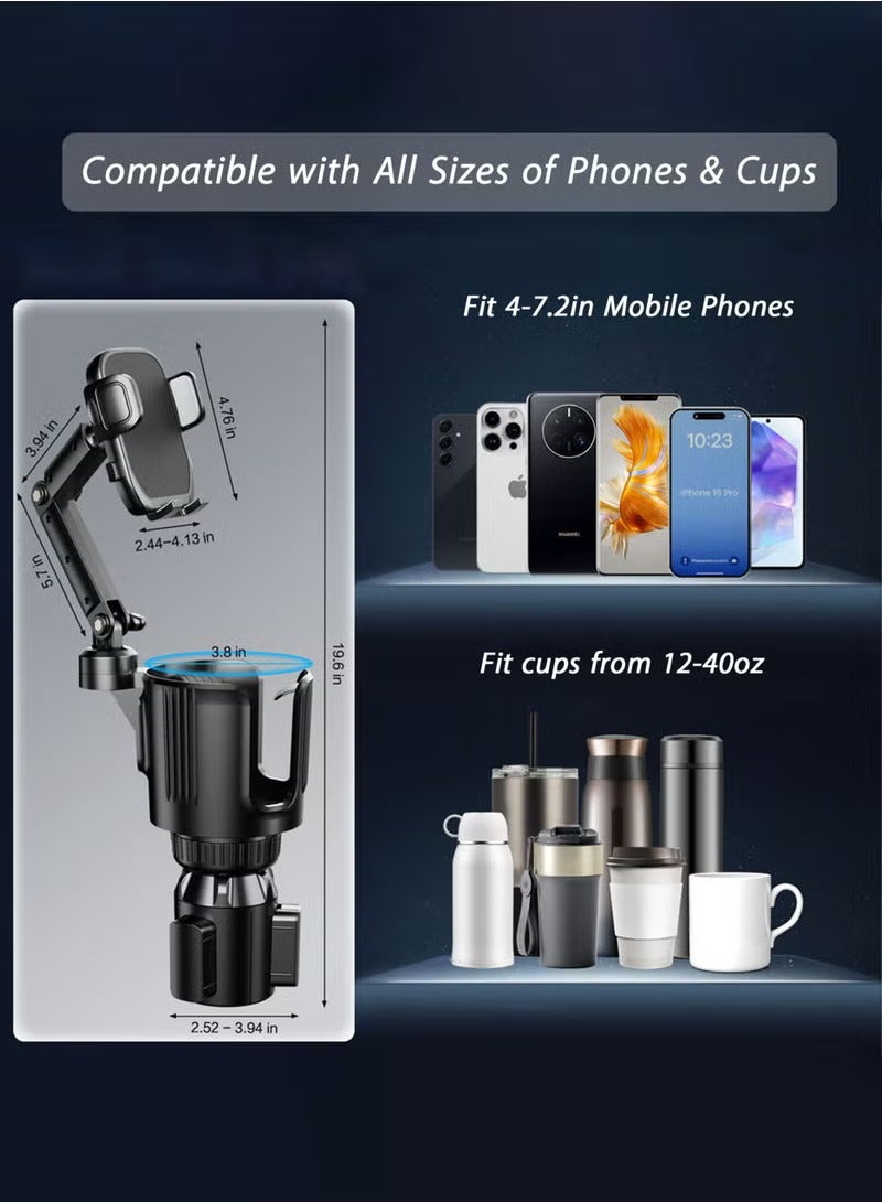General Cup Holder Phone Mount for Car Adjustable Cup Holder Base Compatible With Most Cars & Smart Phones  - Image 1