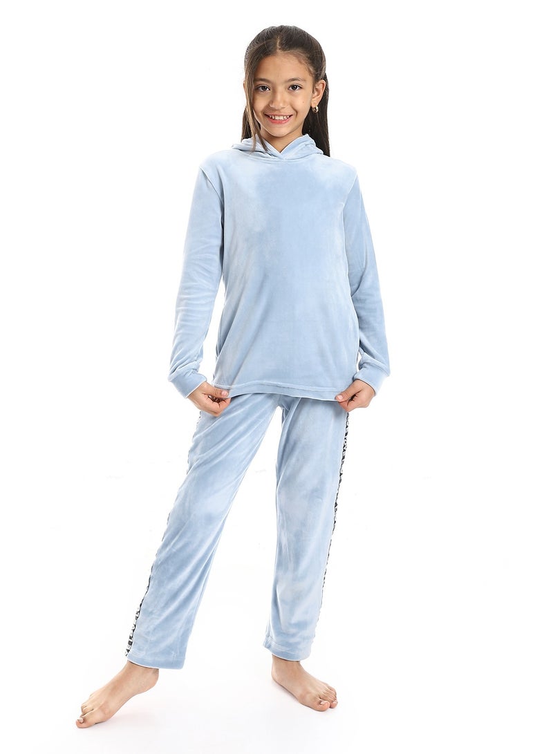 Andora Slip On Hooded Velvet Girls Pajama Set - Image 1