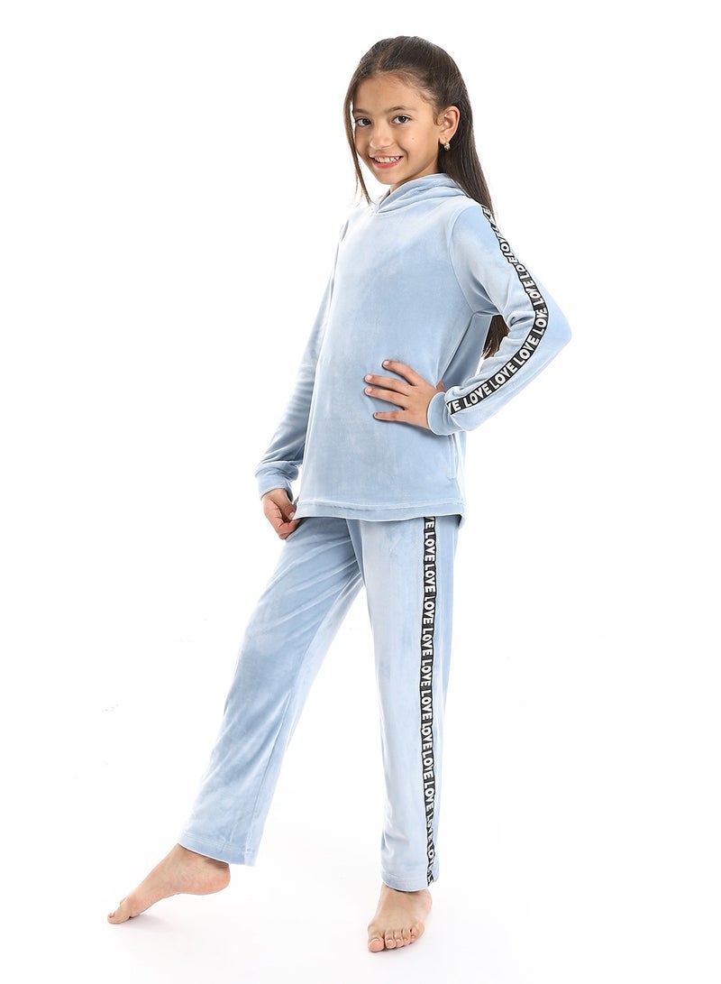 Andora Slip On Hooded Velvet Girls Pajama Set - Image 2