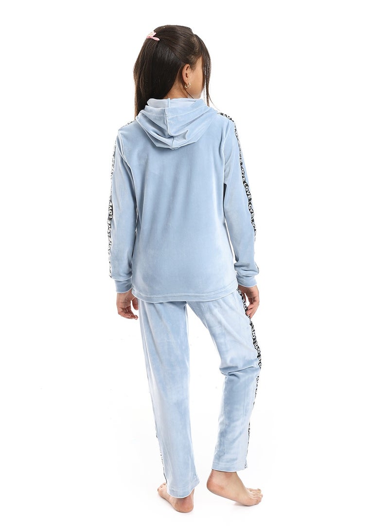 Andora Slip On Hooded Velvet Girls Pajama Set - Image 3