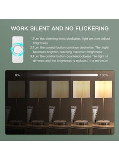 LED Dimmer Inline LED Dimmer Switch 1 Gang 220V-240V Trailing Edge Dimmer Full Range Rotary Dimmer Switch for 3 100W Dimmable LED Incandescent Halogen Bulbs for Table Lamp Floor Lamp White
