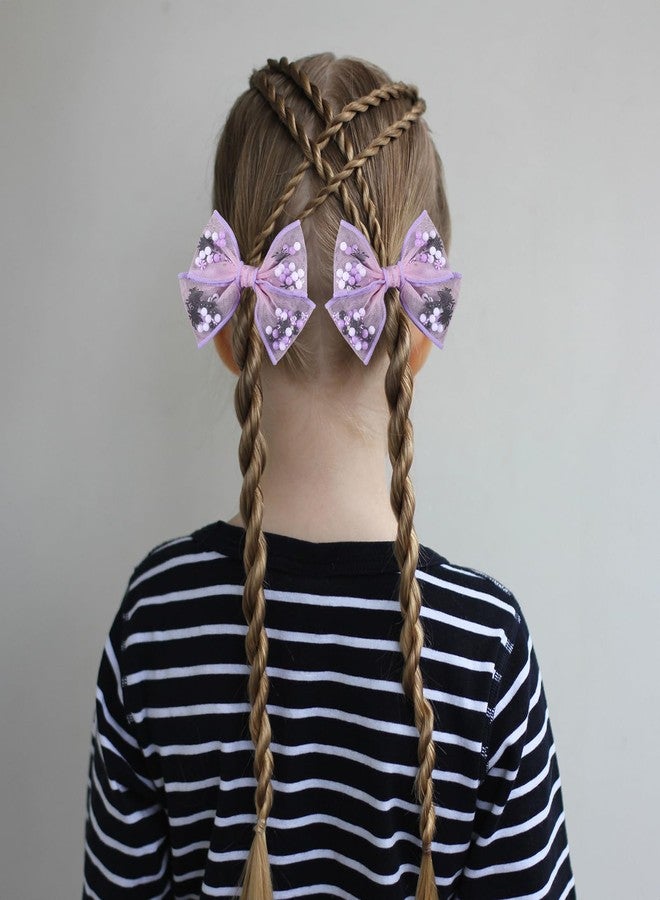 Miroksh Halloween Hair Bow Clips for Girls 2-Pack 4" Black Purple Spider Mesh Tulle Bow Alligator Hairpins Cheer Barrettes for Kids Toddler Women Costume Party Accessory Trick or Treat Gift - Image 4