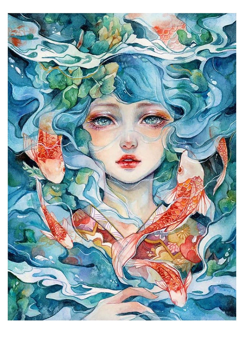 NIBEMINENT Diamond Painting, Art Painting Kits for Adults Kids, Moon Kits, DIY Full Drill Crystal Rhinestone, Home Wall Decor Crafts Perfect Gift Light blue - Image 1